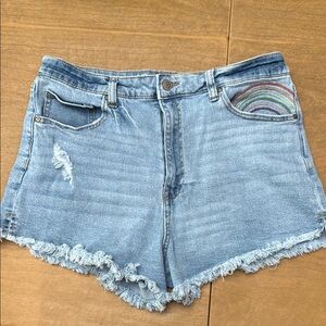 Denim Frayed Hem juniors Shorts
